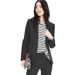 NWT Banana Republic Women's Long Lean Brushed Blazer Coat Black One Button 6